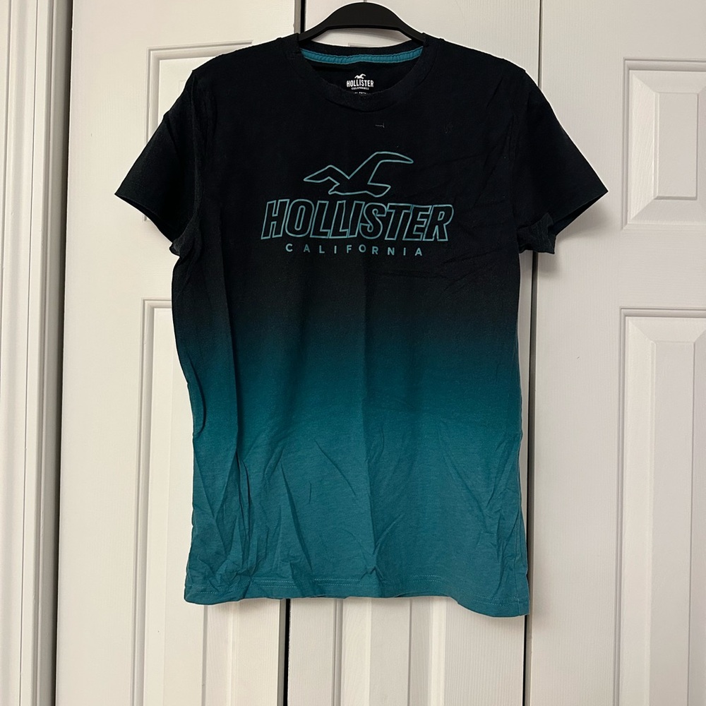 (S) Mens Hollister Black & Green Vertic Fade T Shirtrt
